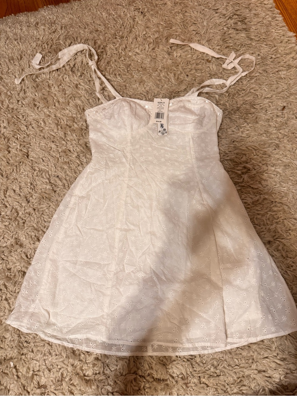 Kohl's White Eyelet Tie-Strap Sundress